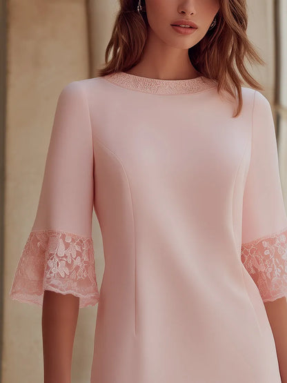 Lace Trim Bell Sleeve Shift Dress