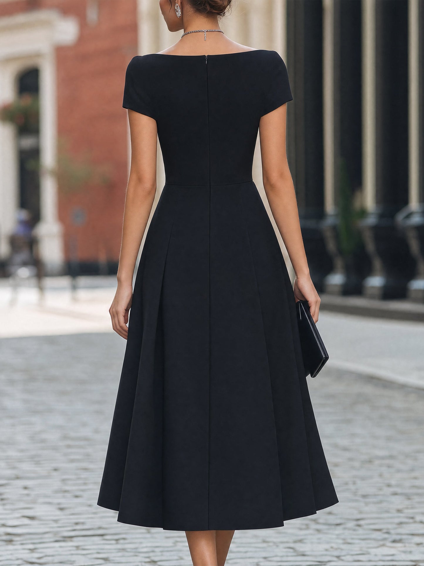 Sculpted Off-Shoulder Cutout Midi Dress