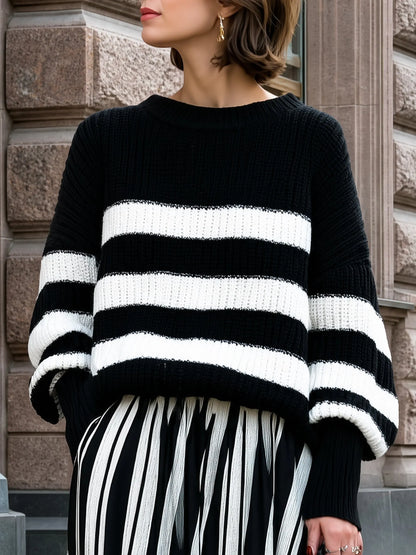 Relaxed Striped Knit Sweater