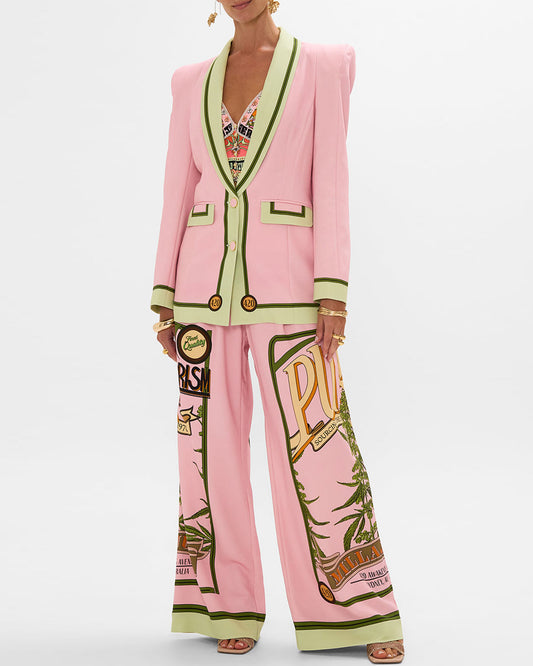 Peaked Shoulder Blazer and Pant Two-piece set