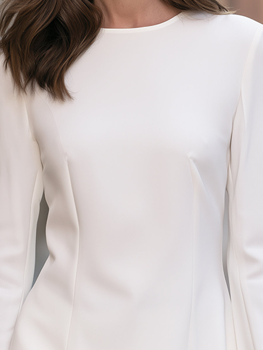 Elegant Minimalist Long Sleeve Peplum Blouse