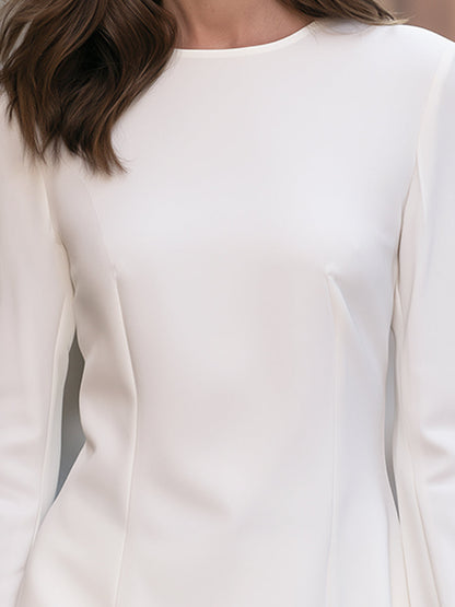 Elegant Minimalist Long Sleeve Peplum Blouse