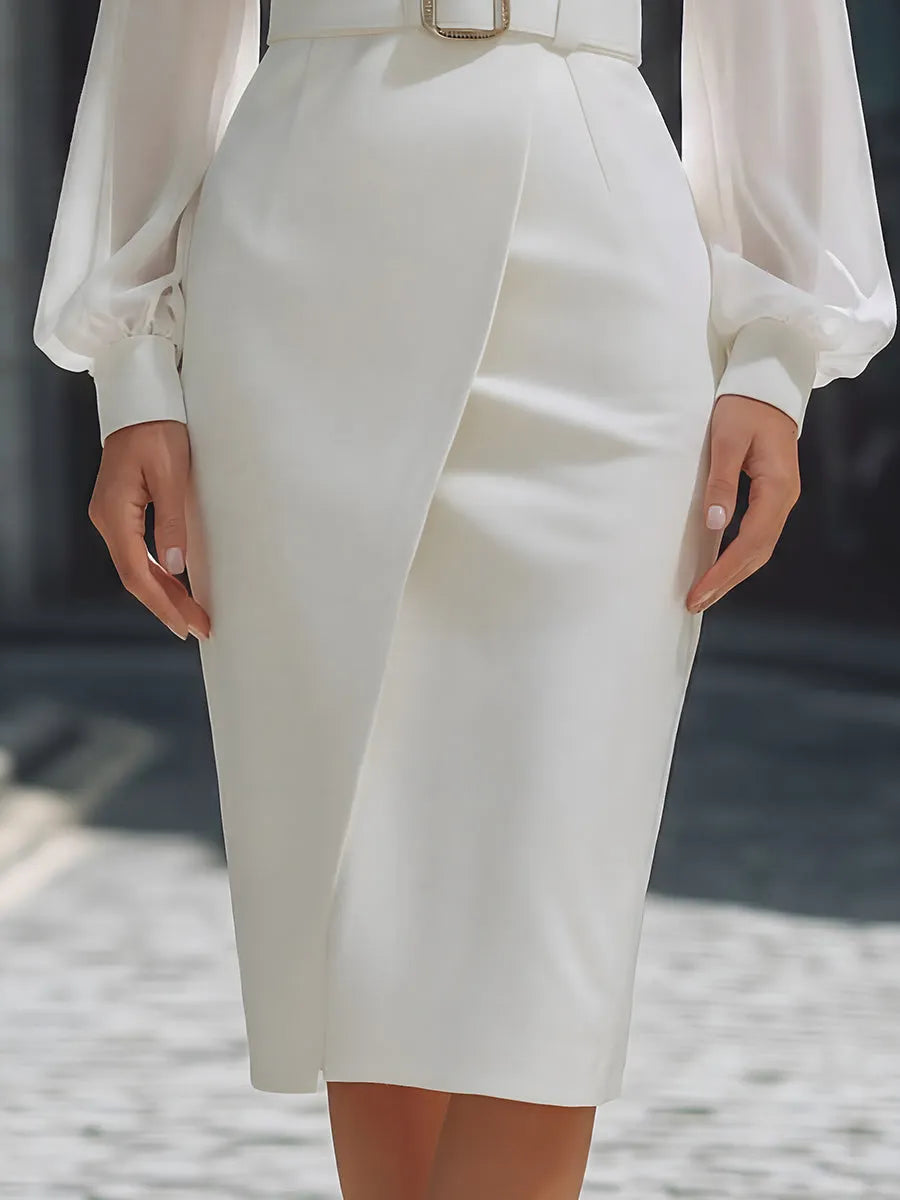 Belted Wrap-Style Midi Dress