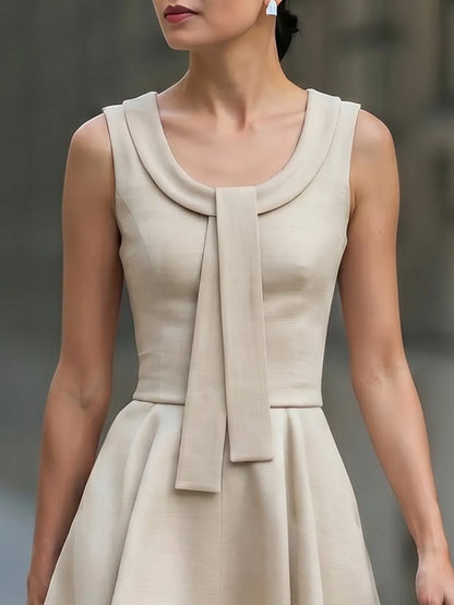 Sleeveless Tie-Neck Fit-and-Flare Midi Dress