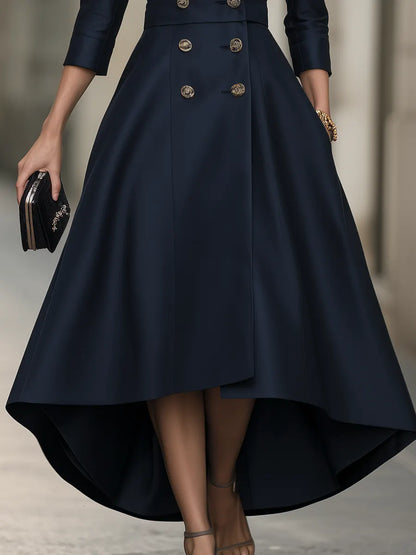 Double-Breasted Lapel High-Low Maxi Dress