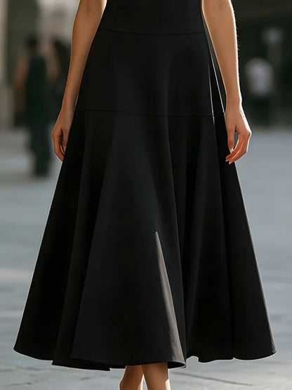 Minimalist Spaghetti Strap Tiered A-Line Midi Dress
