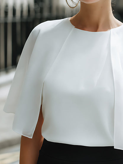 Cape-Sleeve Draped Blouse