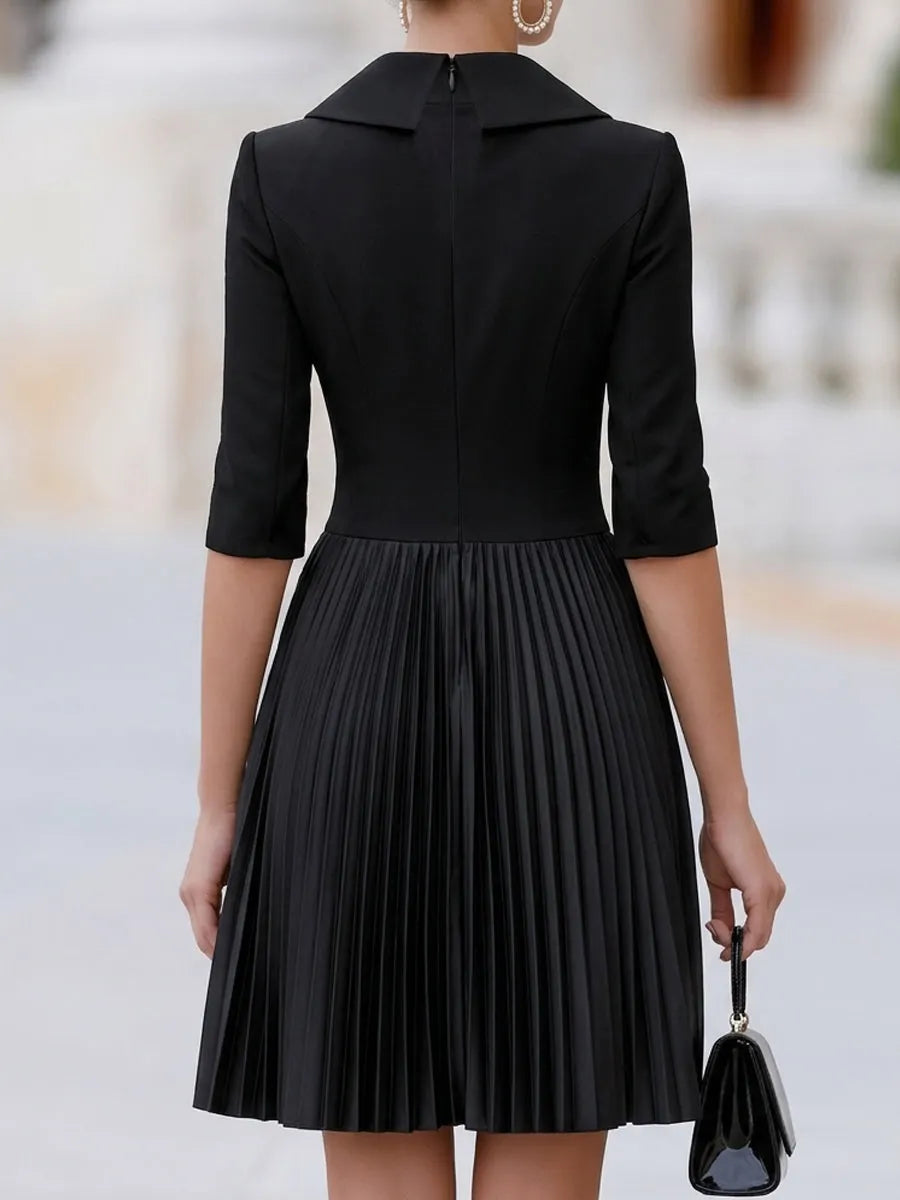 Tailored Blazer-Inspired Bodice Pleated Mini Dress