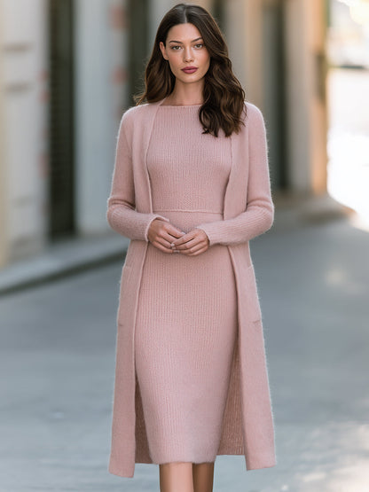 Soft Knit Midi Dress & Longline Cardigan Set