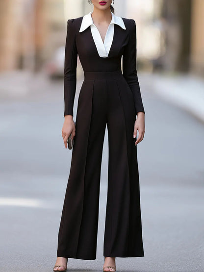 Tailored Collared Wide-Leg Jumpsuit