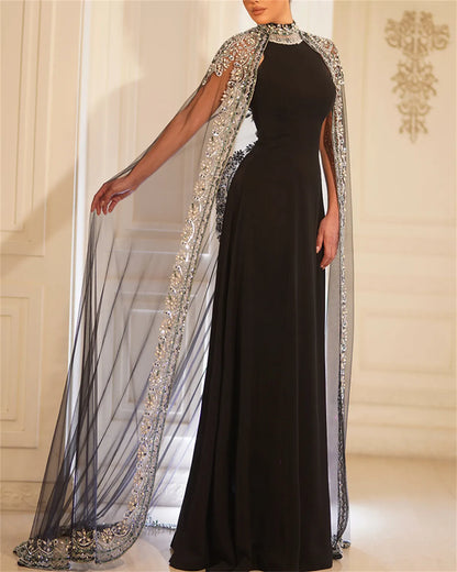 Women's Mesh Sequin Evening Dress - 01