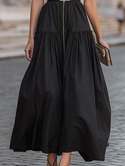 Belted Zip-Front Utility Maxi Dress