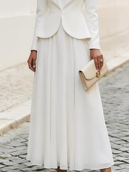 Peplum Blazer & Flowy Maxi Dress Two-Piece Matching Suit