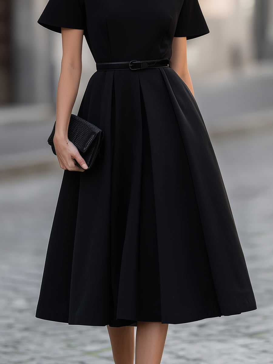 Elegant High-Neck Midi Dress
