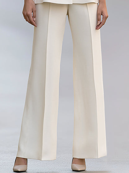 Sculpted Sleeve Peplum Jacket And Wide-Leg Pants Set