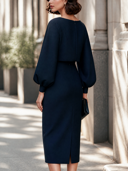 Voluminous Balloon Sleeves Top And Skirt Two-Piece Set