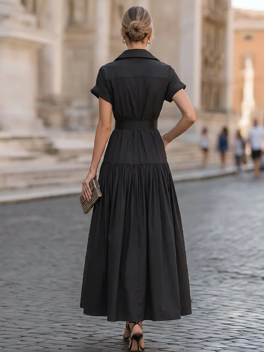 Belted Zip-Front Utility Maxi Dress
