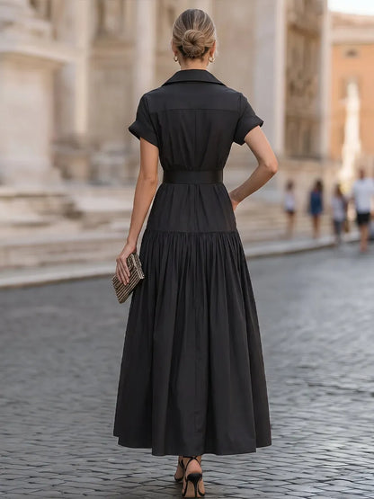Belted Zip-Front Utility Maxi Dress