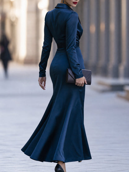 Elegant Satin Wrap Maxi Dress