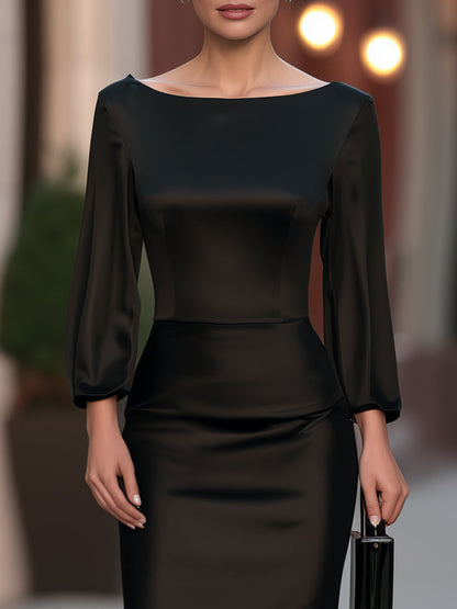 Satin Sequin Mesh Hem Midi Dress