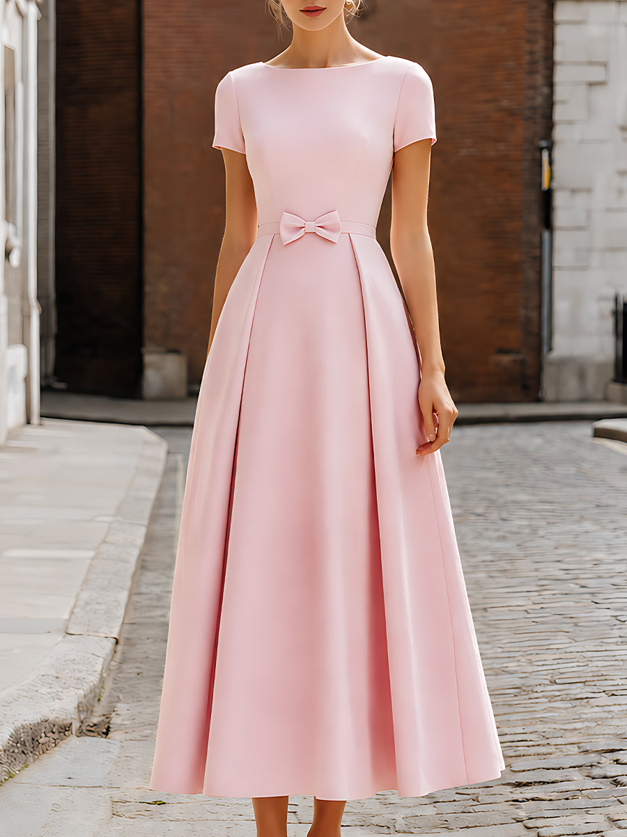 Elegant A-Line  Maxi Dress With Waist Bow