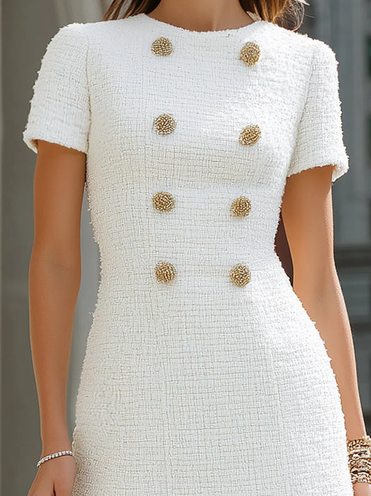 Textured Double-Breasted Mini Dress
