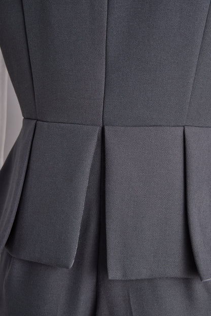 Sophisticated Sleeveless Peplum Jumpsuit In Charcoal Gray