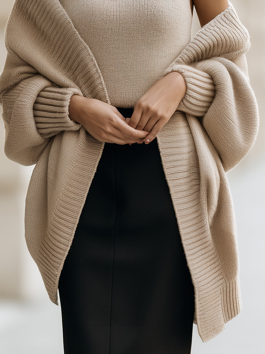 Sleeveless Turtleneck and Oversized Cardigan Two-Piece Set