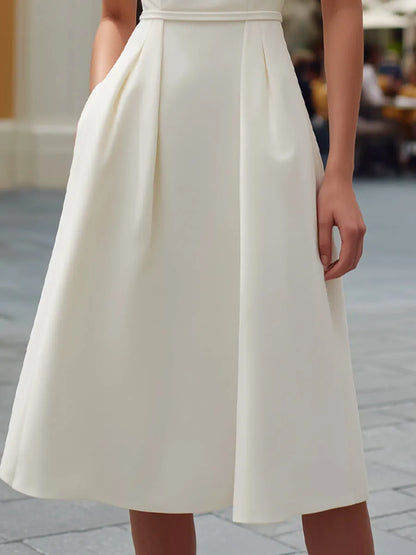 Elegant Halter Neck A-Line Midi Dress