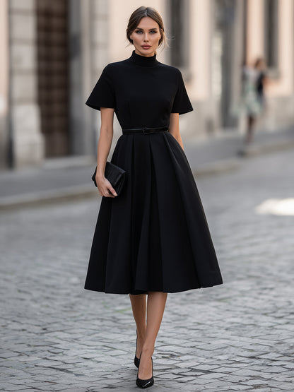 Elegant High-Neck Midi Dress