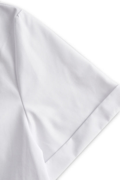 Chic White Button-Up Blouse And Black Pencil Skirt Set
