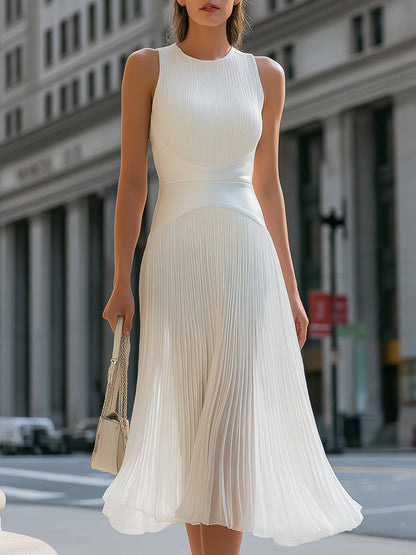 Sleeveless Pleated Midi Dress