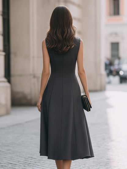 Classic Sleeveless A-Line Midi Dress