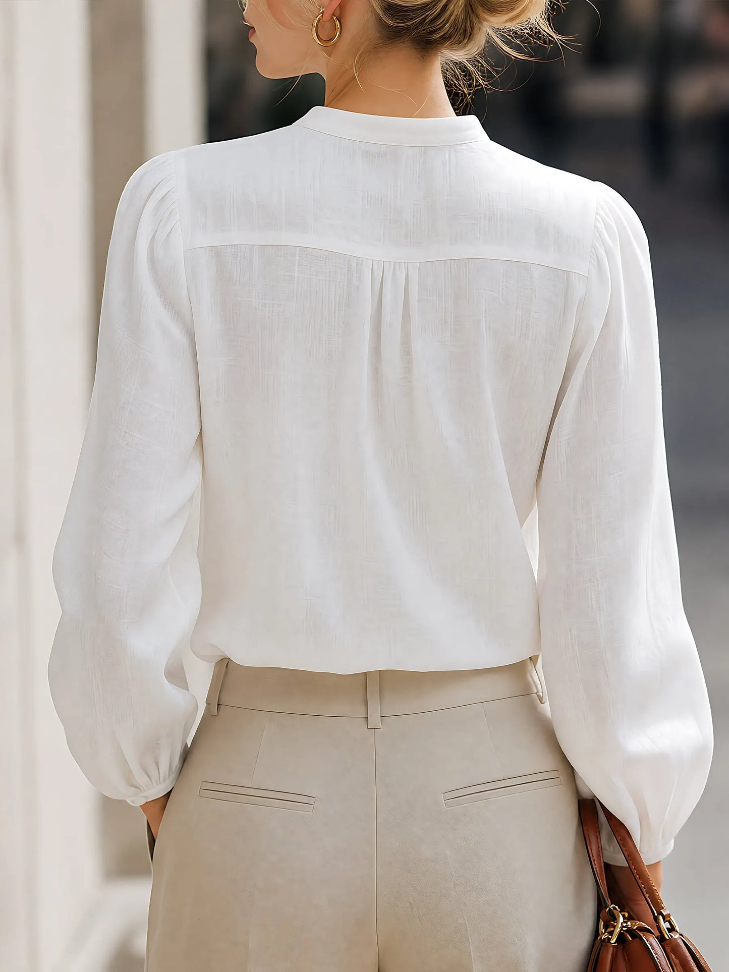 Embroidered Linen Button-Up Blouse
