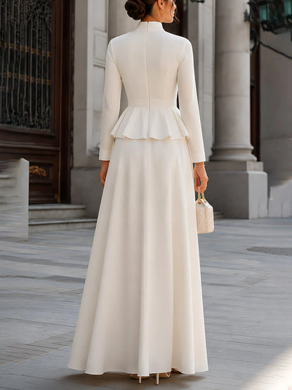 Elegant Ruffle-Waist Maxi Dress