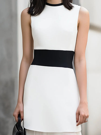 Contrast Waist Layered Chiffon Maxi Dress