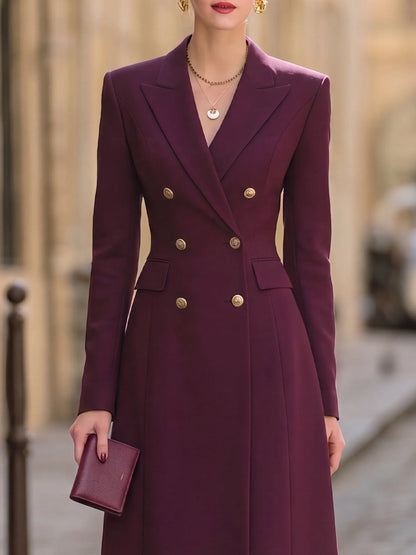 Double-Breasted Tailored Midi Dress