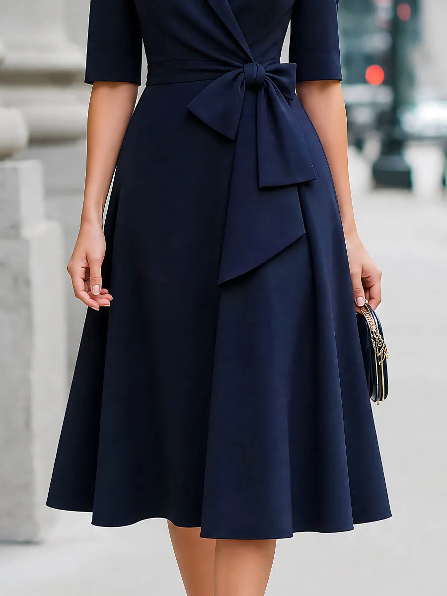 Belted Wrap-Front Blazer A-Line Midi Dress