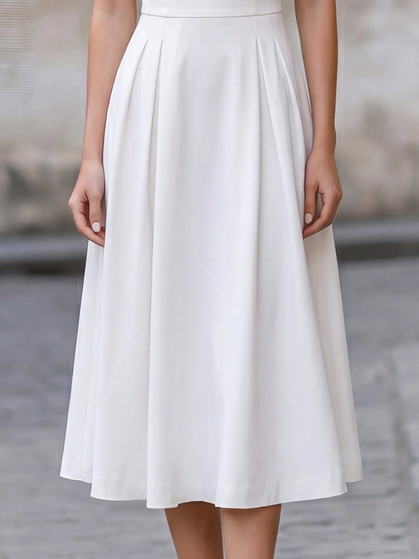 Cowl Neck Sleeveless Pleated A-Line Midi Dress