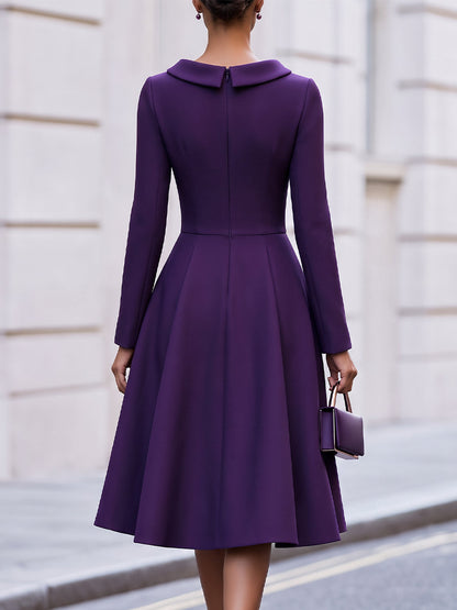 Structured Crepe Roll Collar Midi Dress
