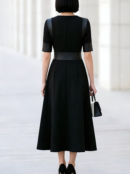 Zip Front Structured Midi Dress