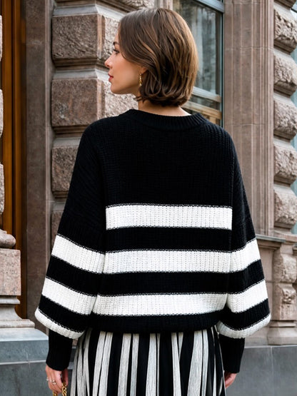 Relaxed Striped Knit Sweater