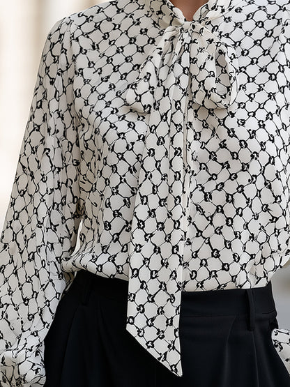 Geometric Bow Tie Blouse