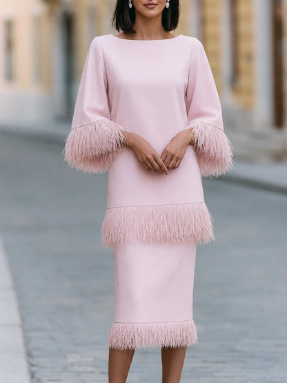 Tassel-Trimmed Layered Midi Dress