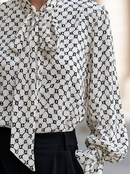 Geometric Bow Tie Blouse