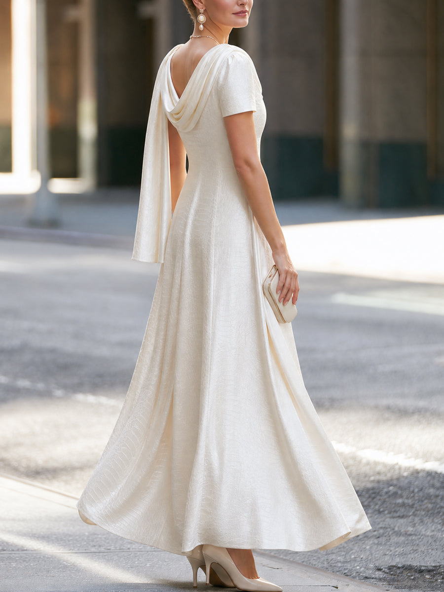 Draped Cape Sleeve Maxi Dress
