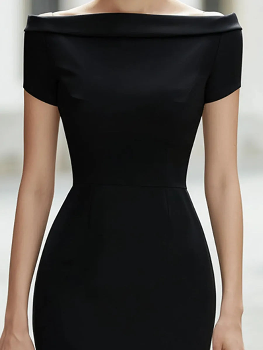 Elegant Off-Shoulder Sculpted Sheath Midi Dress