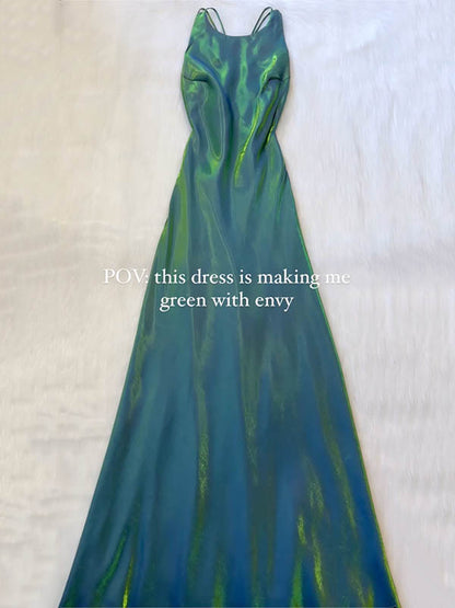 Solid Color Sleeveless Spaghtti-Neck backless Elegant Maxi Dresses