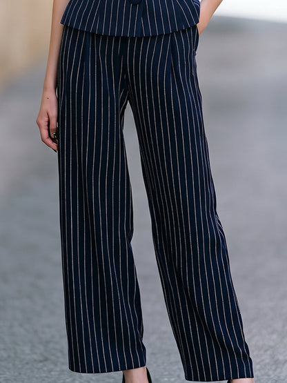 Navy Blue Pinstripe Two-Piece Suit