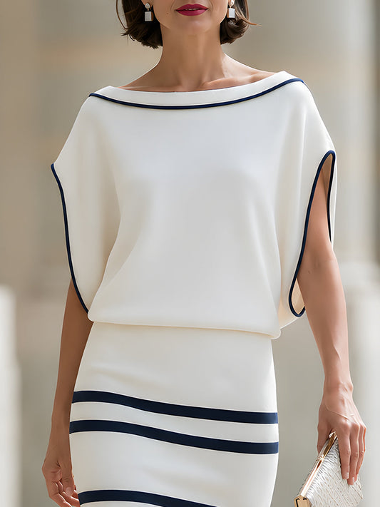 Robe midi élégante à manches chauve-souris